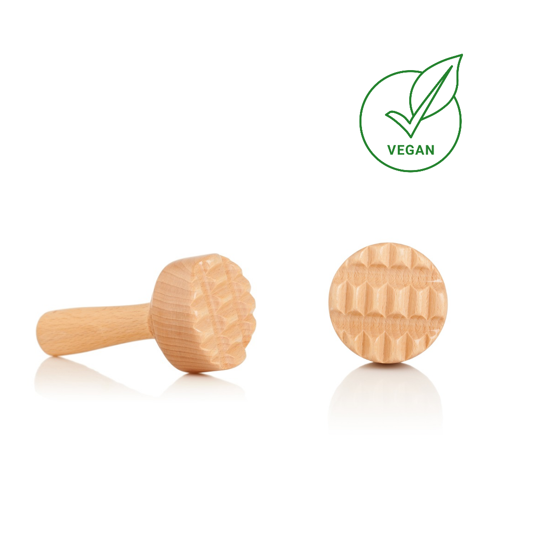 Anti-Cellulite Massageroller Set – Mit 2 Rollen & Lymphdrainage-Aufsatz, Aus Holz – Gegen Cellulite & Muskelverspannungen